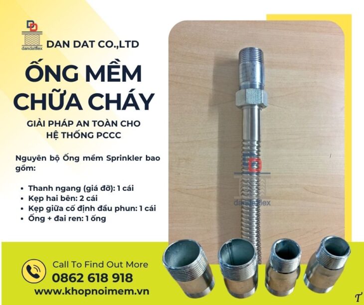 Ống mềm Sprinkler PCCC/ Ống mềm nối đầu Sprinkler/ Dây nối mềm inox cho Sprinkler/ Dây mềm chữa cháy