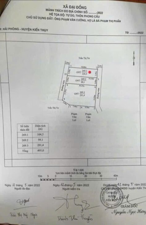 Lô đất 2 mặt ngõ – Phong Cầu, Đại Đồng, Kiến Thụy – gần Vinhomes, ô tô tránh thoải mái – ZALO 0567