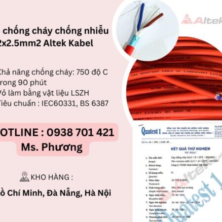 Cáp chống cháy chống nhiễu 2×2.5mm2 Altek Kabel Đà Nẵng, Hà Nội, Hồ Chí Minh