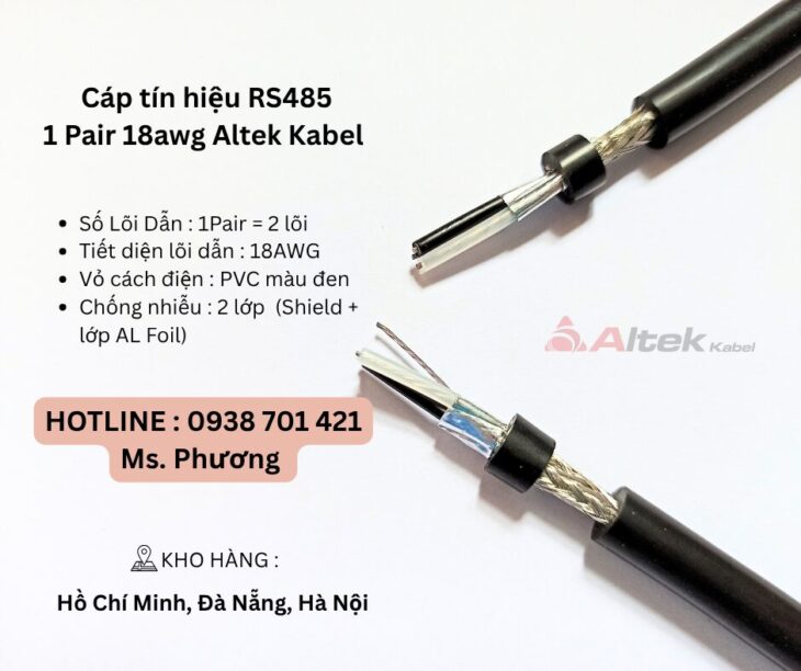 Cáp tín hiệu RS485 1 Pair 18awg Altek Kabel tại Đà Nẵng, Hà Nội, Hồ Chí Minh