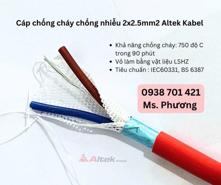 Cáp chống cháy chống nhiễu 2×2.5mm2 Altek Kabel Đà Nẵng, Hà Nội, Hồ Chí Minh