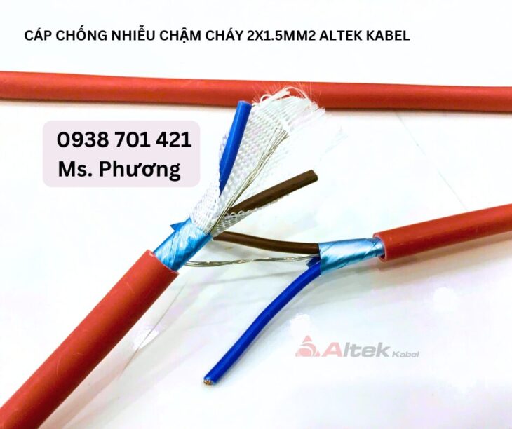 Cáp chống nhiễu chậm cháy 2×1.5mm2 Altek Kabel Đà Nẵng, Hà Nội, Hồ Chí Minh