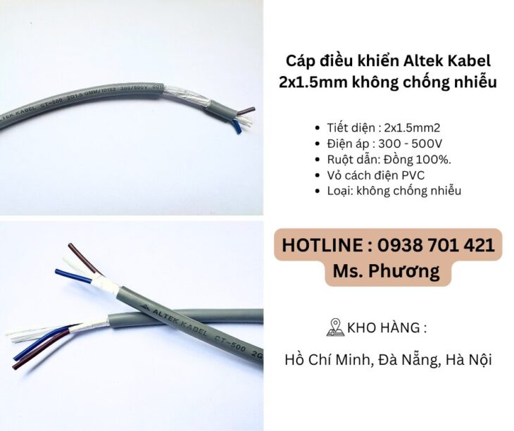 Cáp điều khiển Altek Kabel 2×1.5mm không chống nhiễu Đà Nẵng, Hồ Chí Minh, Hà Nội