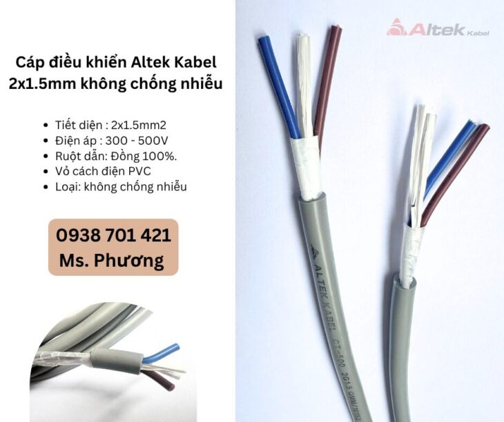Cáp điều khiển Altek Kabel 2×1.5mm không chống nhiễu Đà Nẵng, Hồ Chí Minh, Hà Nội
