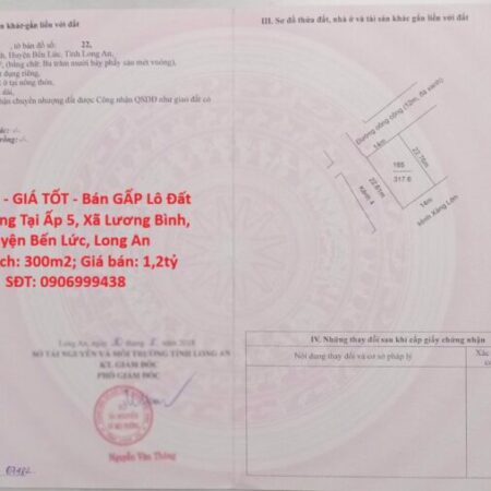 ĐẤT ĐẸP – GIÁ TỐT – Bán GẤP Lô Đất Tiềm Năng Tại Ấp 5, Xã Lương Bình, Huyện Bến Lức, Long An ĐẤT ĐẸP – GIÁ TỐT – Bán GẤP Lô Đất Tiềm Năng Tại Ấp 5, Xã Lương Bình, Huyện Bến Lức, Long An