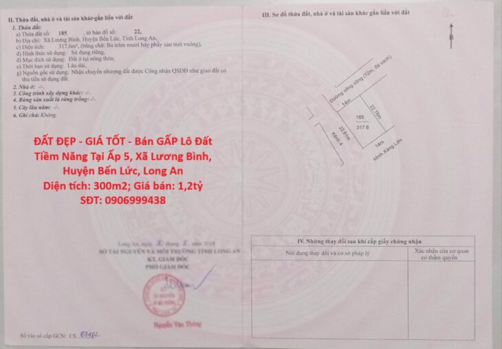 ĐẤT ĐẸP – GIÁ TỐT – Bán GẤP Lô Đất Tiềm Năng Tại Ấp 5, Xã Lương Bình, Huyện Bến Lức, Long An