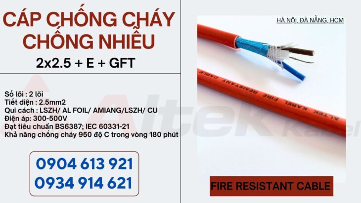Cáp tín hiệu chống cháy chống nhiễu Altek Kabel 2×0. 75 Huế, Đà Nẵng, Quảng Trị