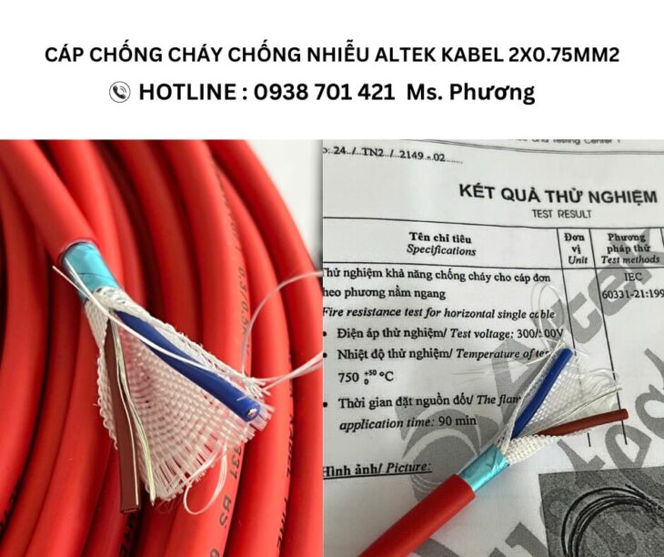 Cáp chống cháy chống nhiễu Altek Kabel 2×0.75mm2