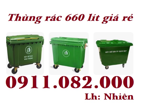 Sỉ lẻ các mẫu thùng rác nhựa giá rẻ tại an giang- thùng rác 120l 240l 660l chính hãng- lh 0911082000