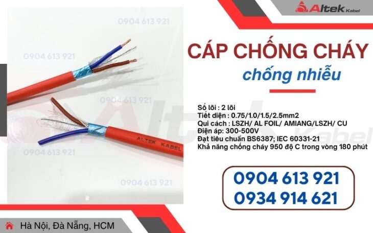 Dây chống cháy chống nhiễu 2x1x16AWG Altek Kabel – sẵn hàng kho Hà Nội, Đà Nẵng, HCM