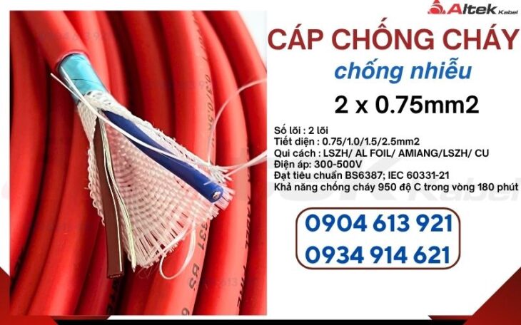Dây chống cháy chống nhiễu 2x1x16AWG Altek Kabel – sẵn hàng kho Hà Nội, Đà Nẵng, HCM