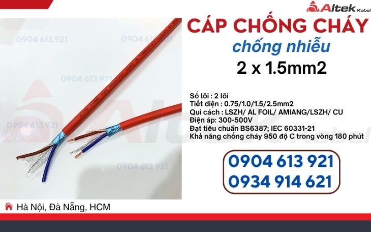 Dây chống cháy chống nhiễu 2x1x16AWG Altek Kabel – sẵn hàng kho Hà Nội, Đà Nẵng, HCM