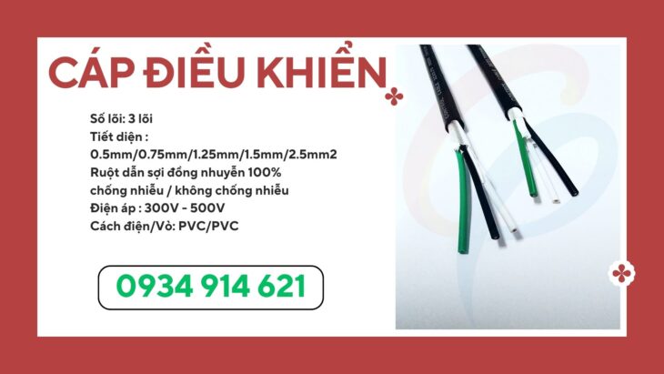 Cáp điều khiển 3 lõi Sangjin 0.75mm – sẵn hàng tại kho TPHCM
