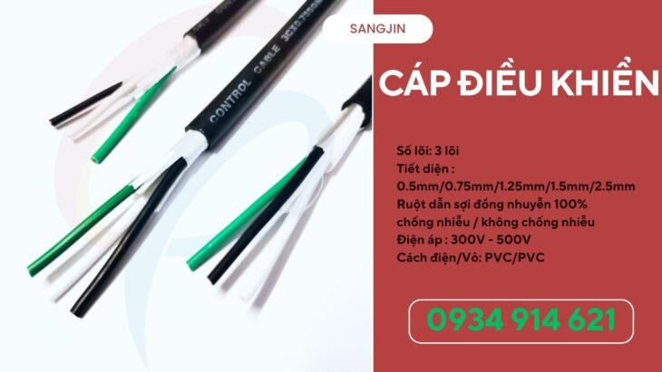 Cáp điều khiển 3 lõi Sangjin 0.75mm – sẵn hàng tại kho TPHCM