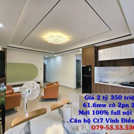 Căn hộ CT7 vinh điềm trung Nha Trang. có riêng sở hưu lâu dài. 2pn 2 wc. giá chỉ 2 ty 350 chính chủ