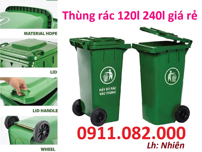 Sỉ lẻ thùng rác 120l 240L 660L giá rẻ tại cần thơ – thùng rác ngăn phân loại đủ kích thước- lh 0911