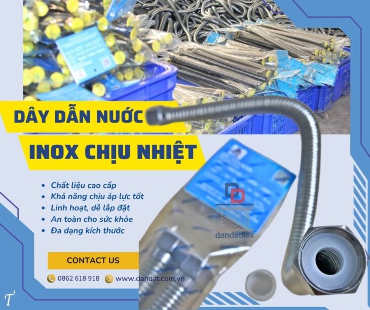Dây cấp nước nóng lạnh inox 304/ Dây inox cấp nước ren trong/ Ống mềm kết nối bình nước nóng