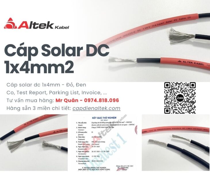 Dây cáp solar DC 1x4mm² 1500V – Altek Kabel
