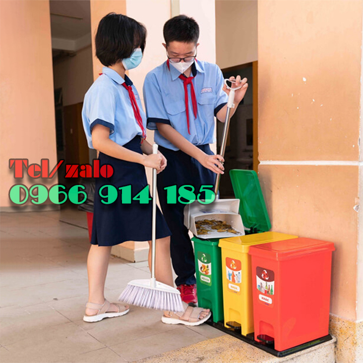 Thùng đựng rác 3 ngăn cho gia đình loại 60 lít 3 màu