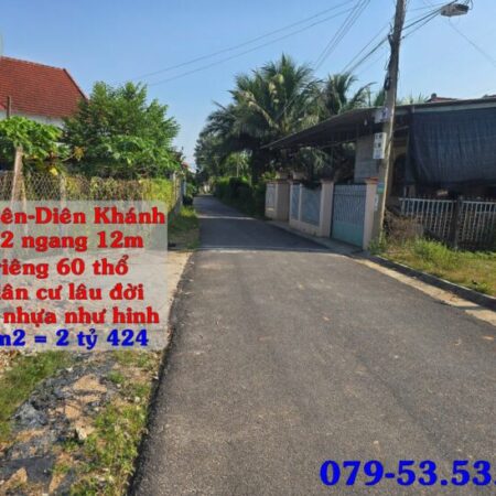 Đất đẹp Suối Tiên Diên Khánh, Khánh Hòa – Diện tích 505m² có 60m² thổ cư, đường nhựa 6m, gần khu đô