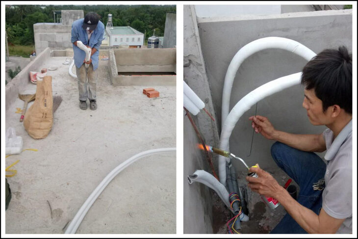 Vệ sinh Máy lạnh giấu trần nối ống gió là gì? Thi công ống đồng máy lạnh âm tường là gì?