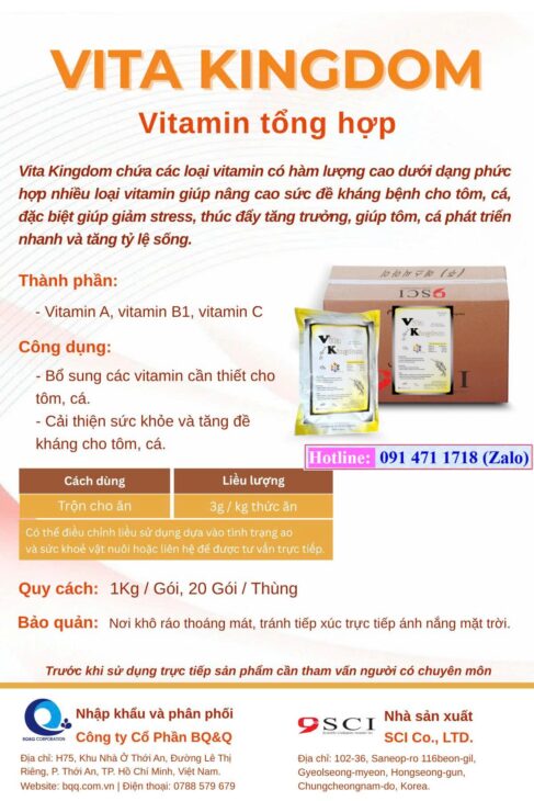 Vitamin tổng hợp Hàn Quốc, tăng cường sức sống cho vật nuôi, tôm, cá