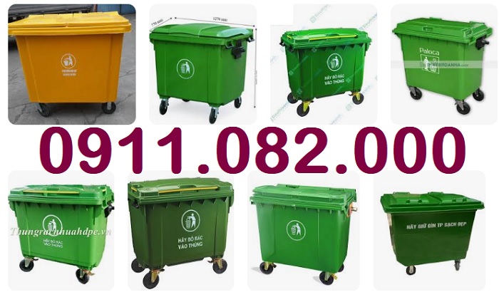 Sỉ lẻ thùng rác 120l 240L 660L giá rẻ tại cần thơ – thùng rác ngăn phân loại đủ kích thước- lh 0911