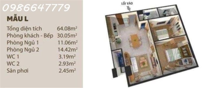 Bán căn hộ Bình Tân 2PN 68m2 tại chung cư HOF – HQC 35 Hồ Học Lãm. TT 1,6 tỷ nhận nhà ngay