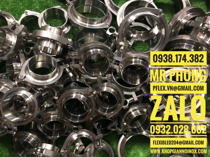 Cùm Lem INOX (Cùm Clamp)-Clamp công nghiệp inox 304-Clamp vi sinh inox 304, 316 nối hàn
