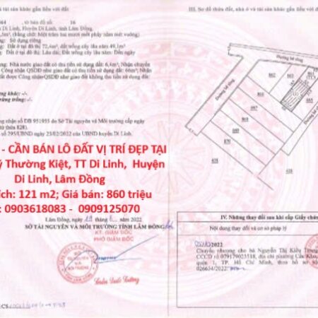 HOT HOT – CẦN BÁN LÔ ĐẤT VỊ TRÍ ĐẸP TẠI đường Lý Thường Kiệt, TT Di Linh, Huyện Di Linh, Lâm Đồng