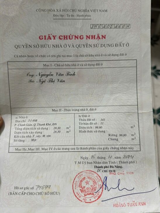 NHÀ ĐẸP- GIÁ TỐT CẦN BÁN NHANH CĂN NHÀ 2 TẦNG – FULL NỘI THẤT tại quận Thanh Khê, TP Đà Nẵng