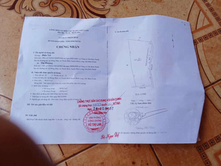 Cần bán đất chính chủ mặt tiền tại xã Thanh Bình, huyện Hớn Quản , tỉnh Bình Phước