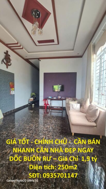 GIÁ TỐT – CHÍNH CHỦ – CẦN BÁN NHANH CĂN NHÀ ĐẸP NGAY DỐC BUÔN RƯ – Giá Chỉ 1,9 tỷ