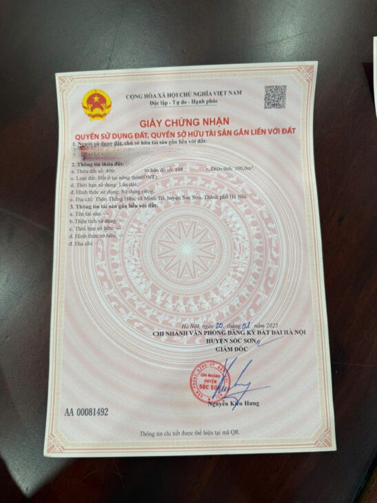 ĐẤT ĐẸP – GIÁ TỐT – CHÍNH CHỦ Cần Bán 02 Lô Đất Tại Thôn Thắng Hữu, Xã Minh Trí, Huyện Sóc Sơn, Hà