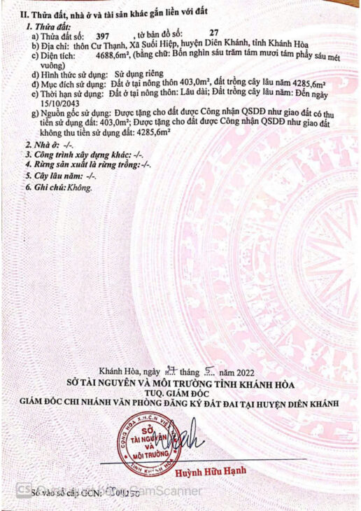 ĐẤT ĐẸP – GIÁ ĐẦU TƯ – CẦN BÁN LÔ ĐẤT TẠI Đường 1, Xã Suối Hiệp, Diên Khánh, Khánh Hòa