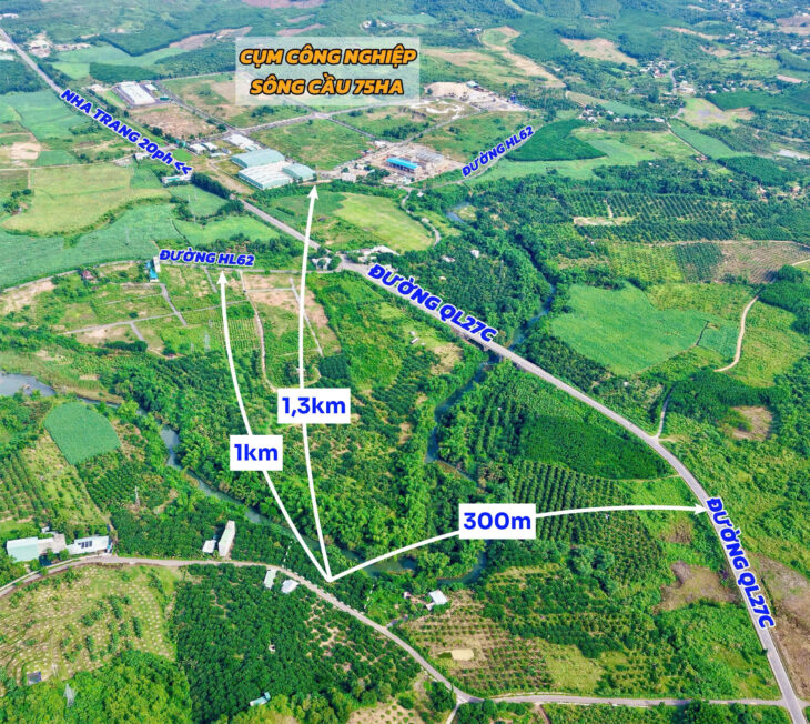 Bán 1.524m2 full thổ đường nhựa xã Khánh Vĩnh ( xã Sông Cầu cũ) cách QL27C Khu Công nghiệp Sông Cầu