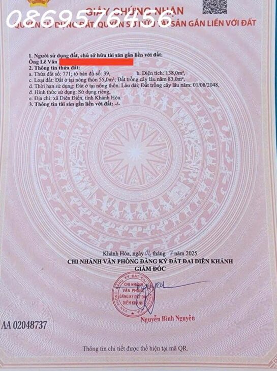 BÁN NHÀ GIÁ RẺ TẠI KHÁNH HOÀ CHỈ 1.6 TỶ CÓ NGAY 238 MÉT LUÔN CẢ NHÀ