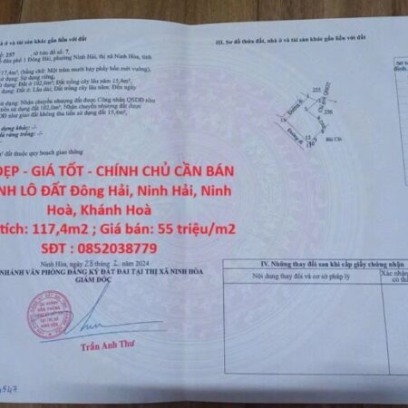 ĐẤT ĐẸP – GIÁ TỐT – CHÍNH CHỦ CẦN BÁN NHANH LÔ ĐẤT Đông Hải, Ninh Hải, Ninh Hoà, Khánh Hoà ĐẤT ĐẸP – GIÁ TỐT – CHÍNH CHỦ CẦN BÁN NHANH LÔ ĐẤT Đông Hải, Ninh Hải, Ninh Hoà, Khánh Hoà