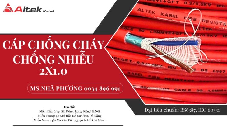 Cáp Chống Cháy Chống Nhiễu 2×1.0 mm2 Tiêu Chuẩn Đức