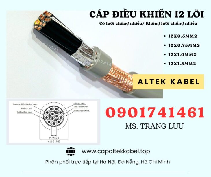 Cáp điều khiển 12×0.5/12×0.75/12×1.0/12×1.5 Altek Kabel