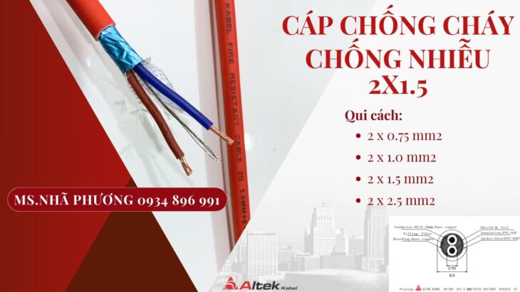 Cáp Chống Cháy Chống Nhiễu 2×0.75 /1.0 /1.5 /2.5 mm2 Đà Nẵng, Huế, Quảng Trị Cáp Chống Cháy Chống Nhiễu 2×0.75 /1.0 /1.5 /2.5 mm2 Đà Nẵng, Huế, Quảng Trị