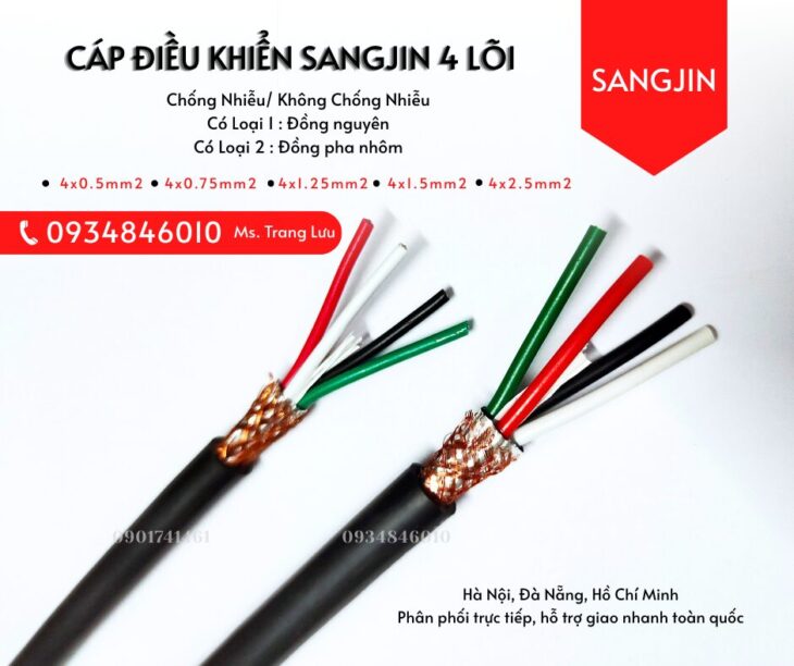 Cáp RVVP/ CXV 4×0.5/4×0.75/4×1.25/4×1.5/4×2.5 sẵn HCM