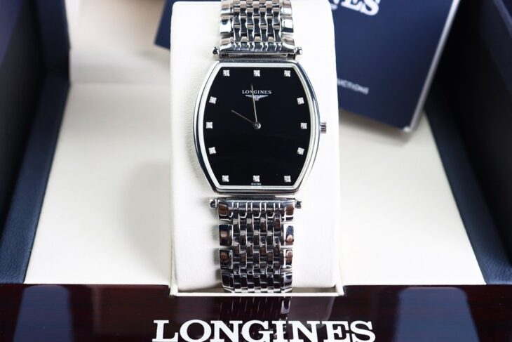 ĐH Nam Longines La Grande L4.705.4.58.6 siêu mỏng, cọc giờ đính Kim Cương, Fullbox.