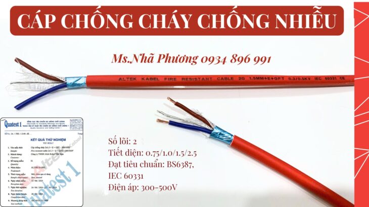 CÁP TÍN HIỆU CHỐNG CHÁY, CHỐNG NHIỄU 2*1.5 MM2 HỒ CHÍ MINH