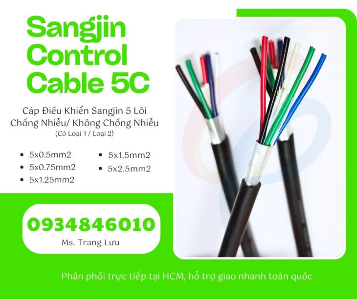 Cáp điều khiển Sangjin 5×0.5/5×0.75/5×1.25/5×1.5/5×2.5
