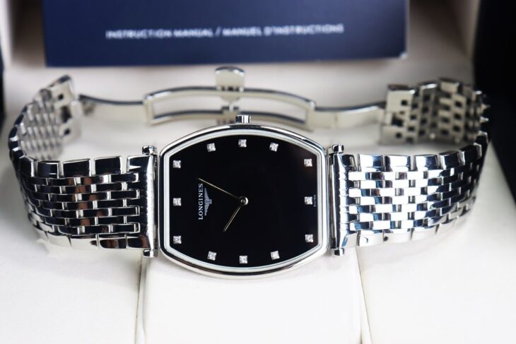 ĐH Nam Longines La Grande L4.705.4.58.6 siêu mỏng, cọc giờ đính Kim Cương, Fullbox.