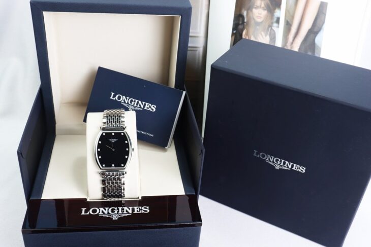 ĐH Nam Longines La Grande L4.705.4.58.6 siêu mỏng, cọc giờ đính Kim Cương, Fullbox.