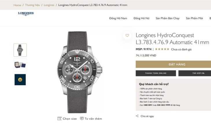 Longines HydroConquest L3.783.4.76.9 Automatic 6 Kim Chronograph Size 41mm fullbox