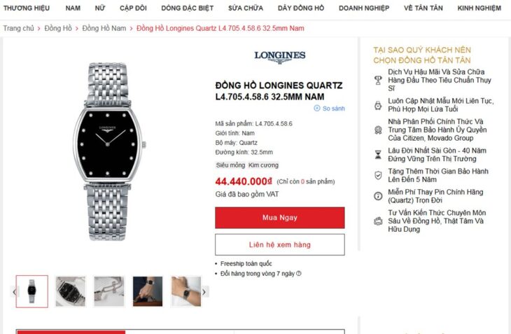 ĐH Nam Longines La Grande L4.705.4.58.6 siêu mỏng, cọc giờ đính Kim Cương, Fullbox.