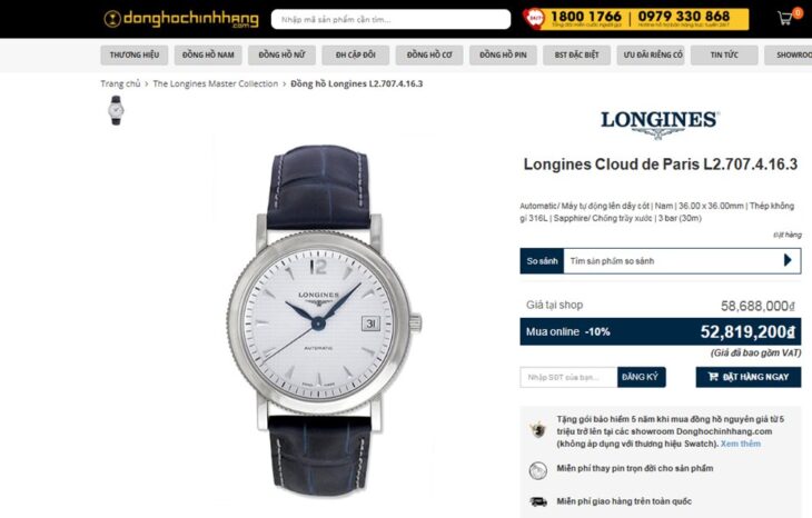 Longines Cloud De Paris L2.707.4.16.3 Automatic Kim Nung Xanh, dây da, size 36mm Fullbox